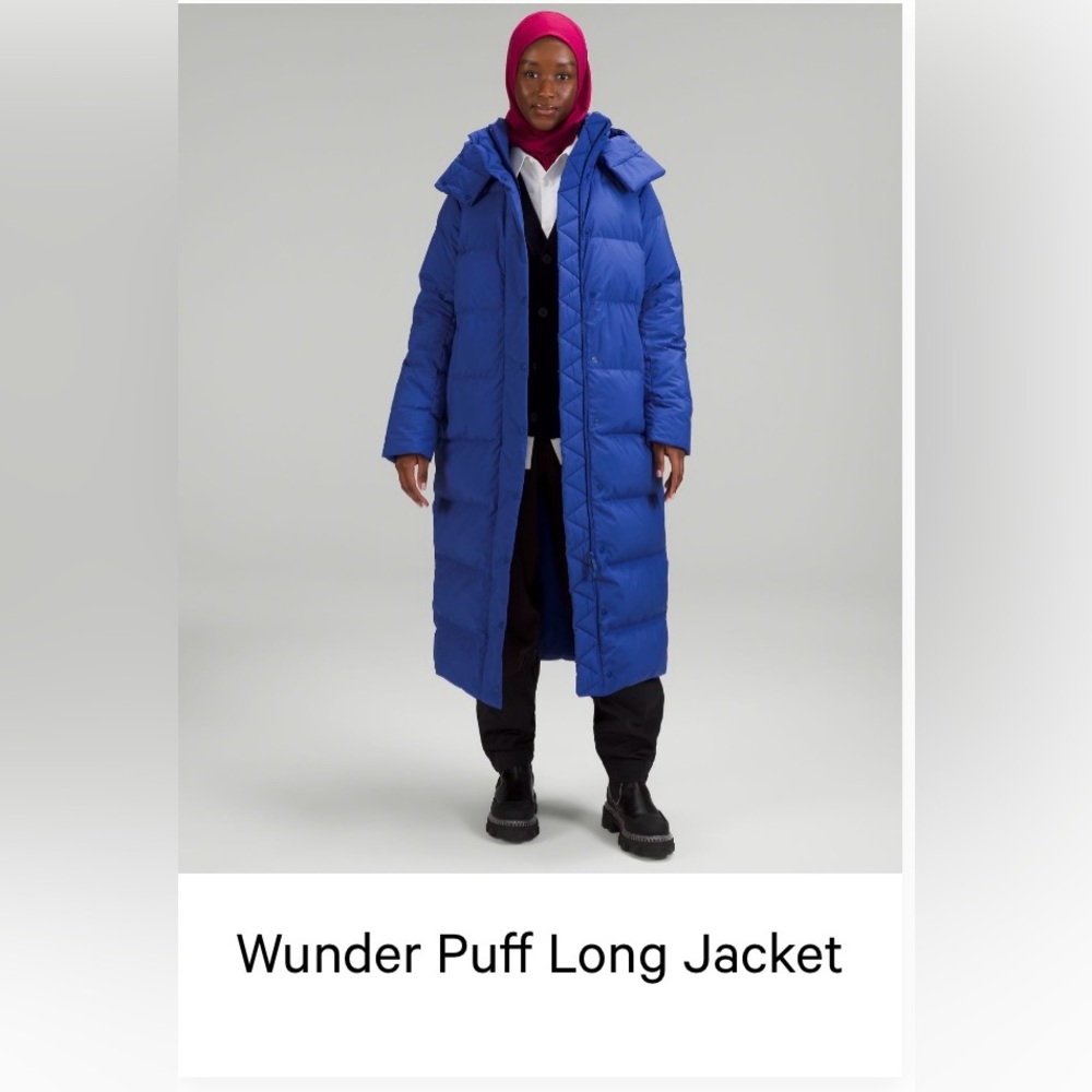 lululemon athletica Wunder Puff Long Jacket in Cobalt Blue size 6